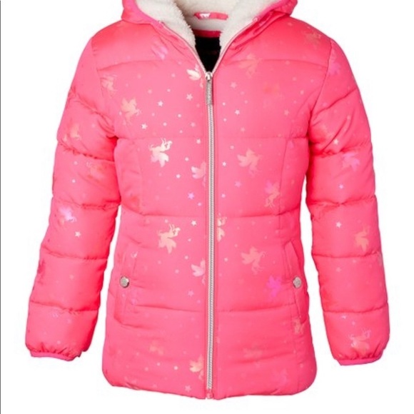 Kensie Girl Other - Knockout Pink & Iridescent Unicorn Puffer Jacket